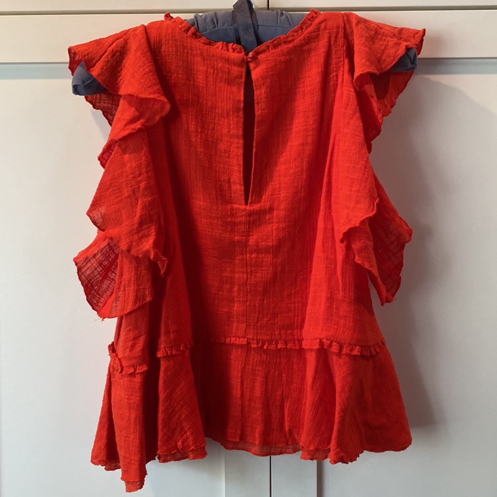 Anthropologie Red Ruffle Tank Top - Picture 2 of 9